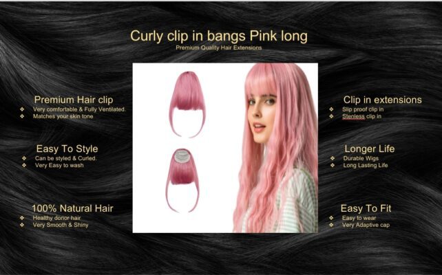 curly clip in bangs pink long5 curly clip in bangs pink long5