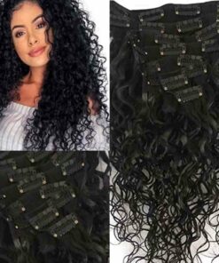 curly clip in hair extension long black2