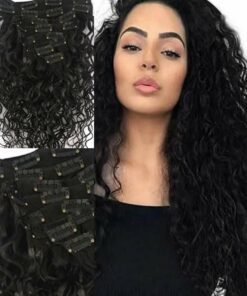 curly clip in hair extension long black3