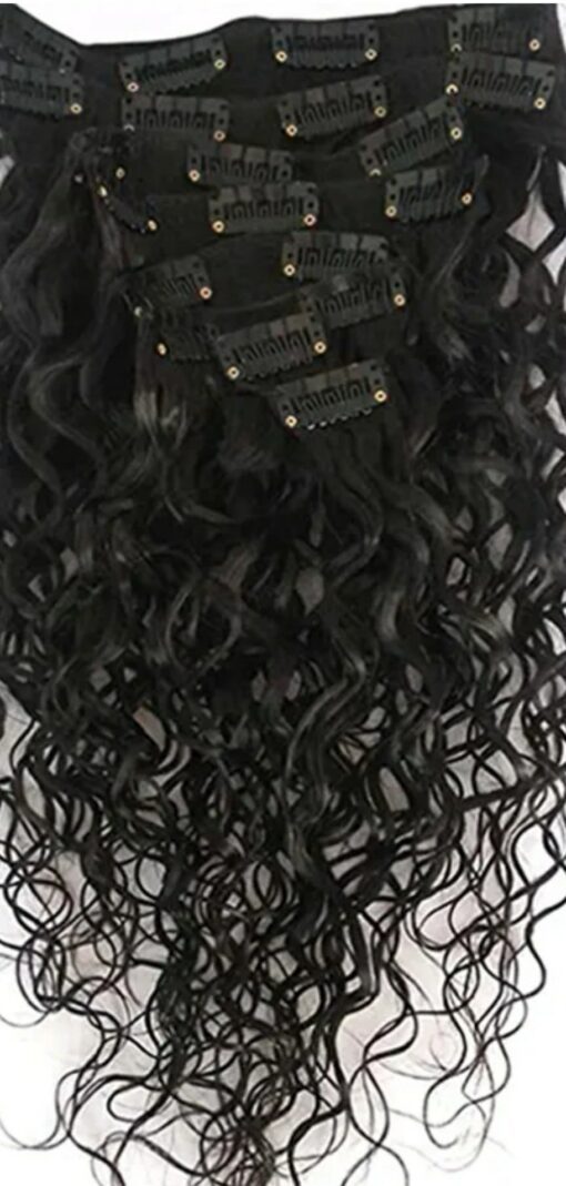 curly clip in hair extension long black4