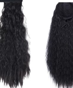 curly clip on ponytail black long 3