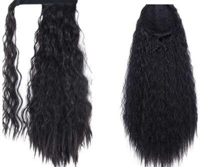 curly clip on ponytail-black long 3