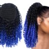 curly clip on ponytail ombre blue long 1