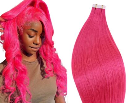 curly hair tape in extensions-pink long 1