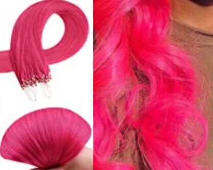 curly hair tape in extensions-pink long 2