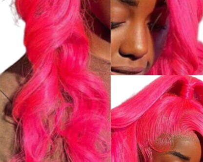 curly hair tape in extensions-pink long 3