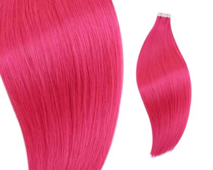 curly hair tape in extensions-pink long 4