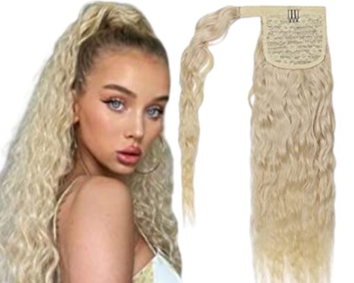 curly ponytail extension blond long 1