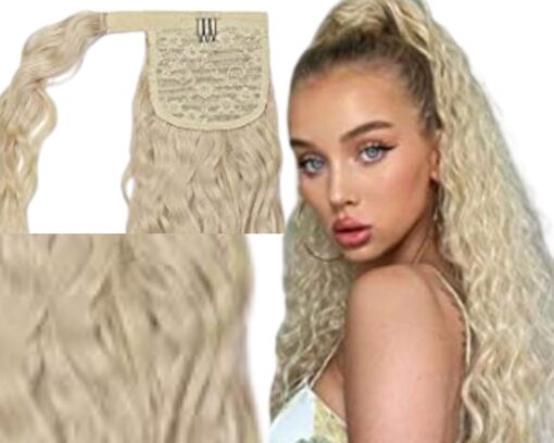 curly ponytail extension blond long 2