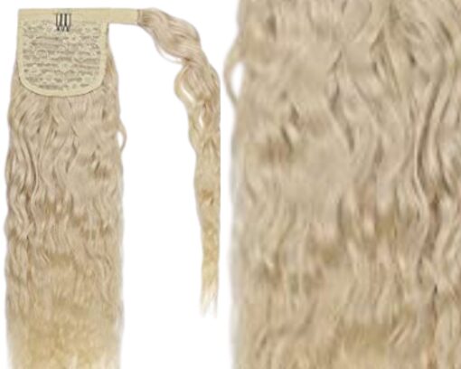 curly ponytail extension blond long 4