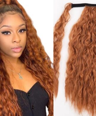 curly ponytail human hair-ginger long curly 1