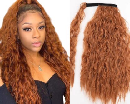 curly ponytail human hair-ginger long curly 1