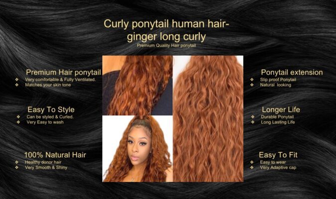 curly ponytail human hair ginger long curly5
