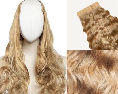 curly tape in hair extensions-blonde long 3