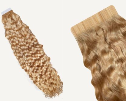 curly tape in hair extensions-blonde long 4