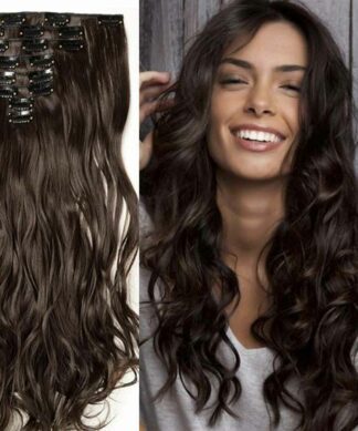 dark brown clip in hair extensions-long weavy(1)