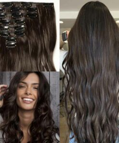 dark brown clip in hair extensions long weavy2