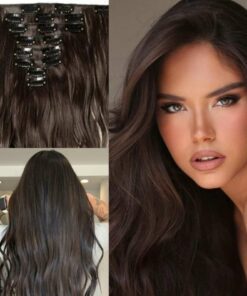 dark brown clip in hair extensions long weavy3