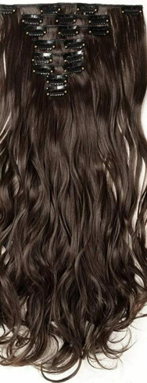 dark brown clip in hair extensions-long weavy(4)