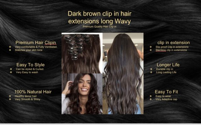 dark brown clip in hair extensions long weavy5