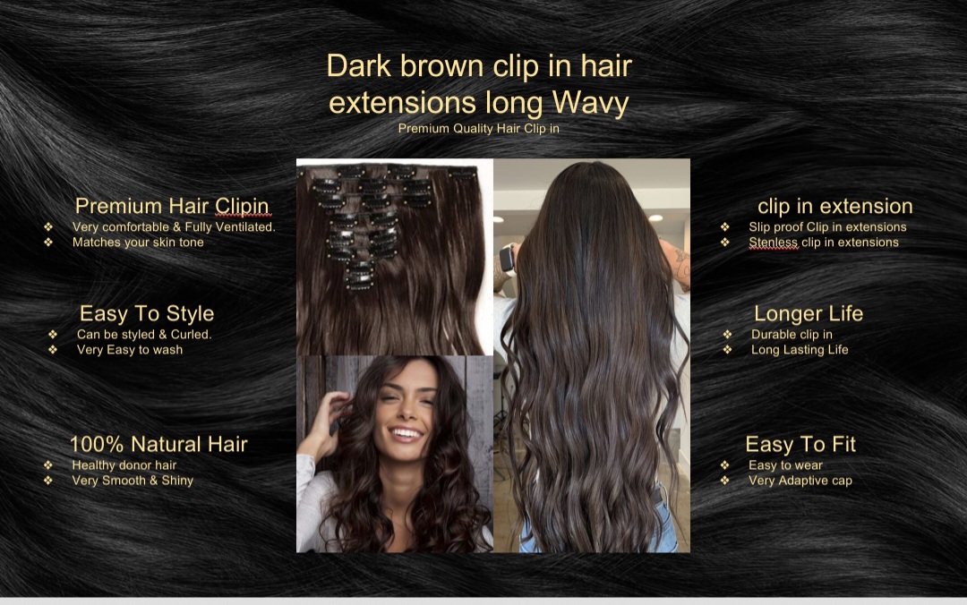 dark brown clip in hair extensions-long weavy5