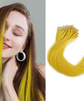 diy tape in extensions-yellow long straight 1