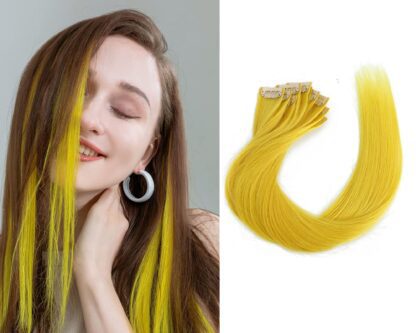 diy tape in extensions-yellow long straight 1