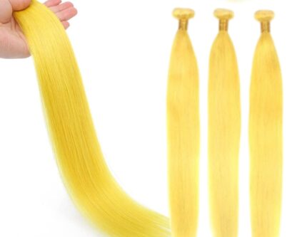 diy tape in extensions-yellow long straight 3