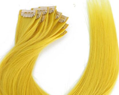 diy tape in extensions-yellow long straight 4