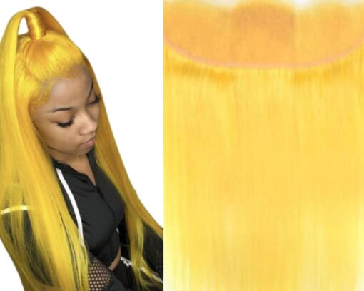 extended ponytail yellow long straight 1