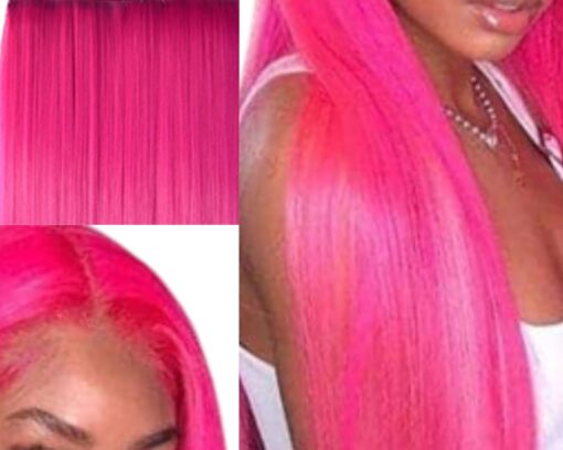 extension for hair pink long straight 2