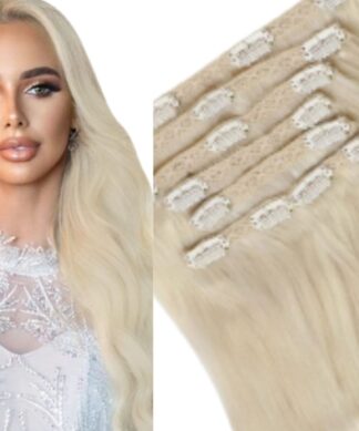 full shine clip in hair extension-platinum blonde 1