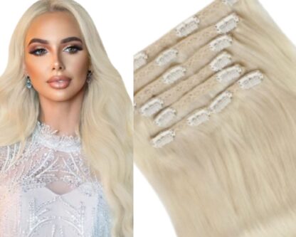 full shine clip in hair extension-platinum blonde 1