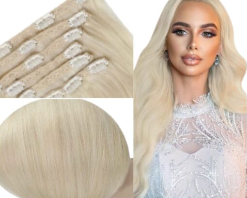 full shine clip in hair extension platinum blonde 2