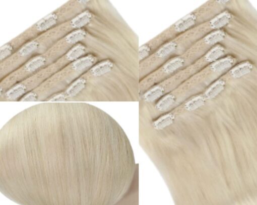 full shine clip in hair extension platinum blonde 3