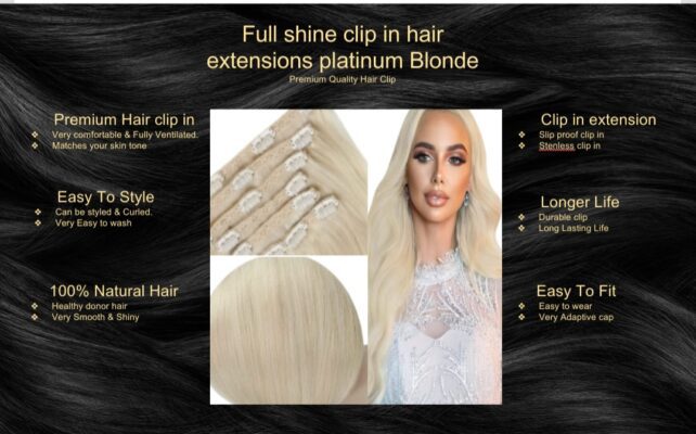 full shine clip in hair extension platinum blonde5