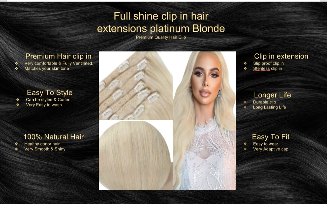 full shine clip in hair extension-platinum blonde5