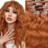 ginger hair extensions clip in body wave long 1