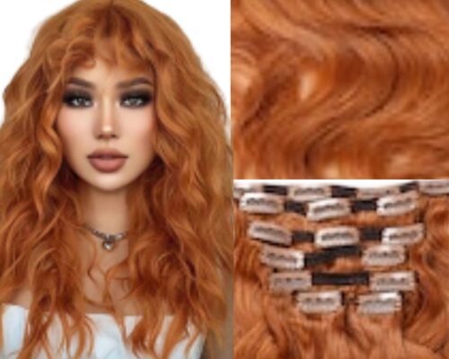 ginger hair extensions clip in-body wave long 2