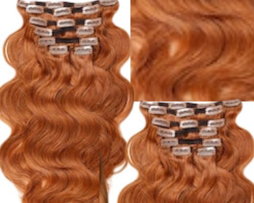 ginger hair extensions clip in-body wave long 3