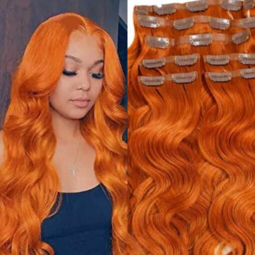 hair extensions clip in for thin hair orange1