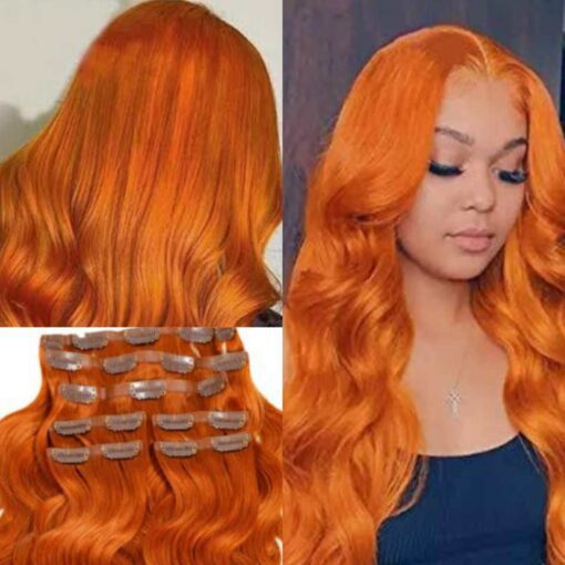hair extensions clip in for thin hair orange2