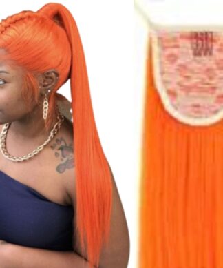 hair ponytail extensions-orange long straight 1