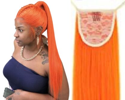 hair ponytail extensions-orange long straight 1
