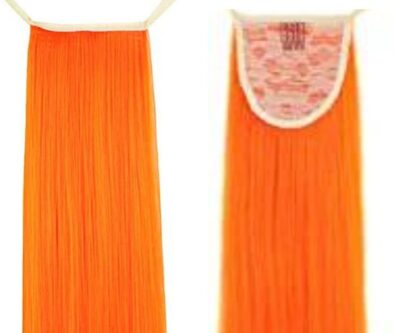 hair ponytail extensions-orange long straight 4