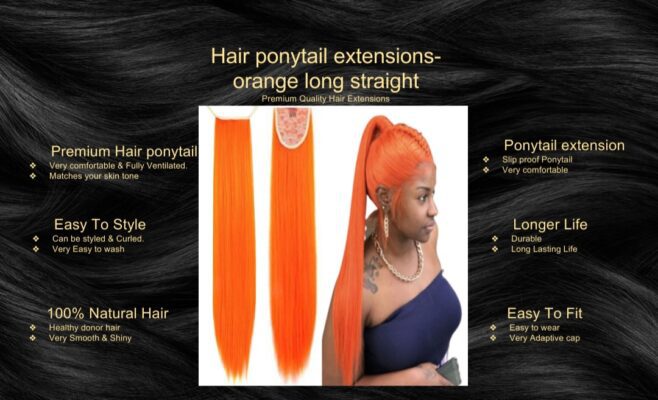 hair ponytail extensions orange long straight5