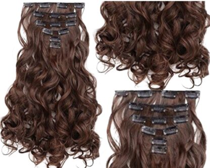 half up half down clip in extensions-brown body wave long 2