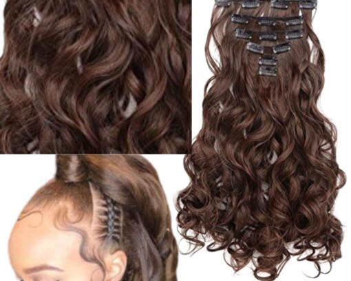 half up half down clip in extensions brown body wave long 3