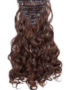 half up half down clip in extensions brown body wave long 4