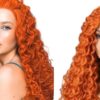 half wig human hair clip in orange kinky curly long 1